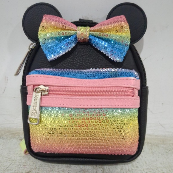 Loungefly Handbags - Disney Parks Loungefly Mini Wristlet Bag with Rainbow Sequins